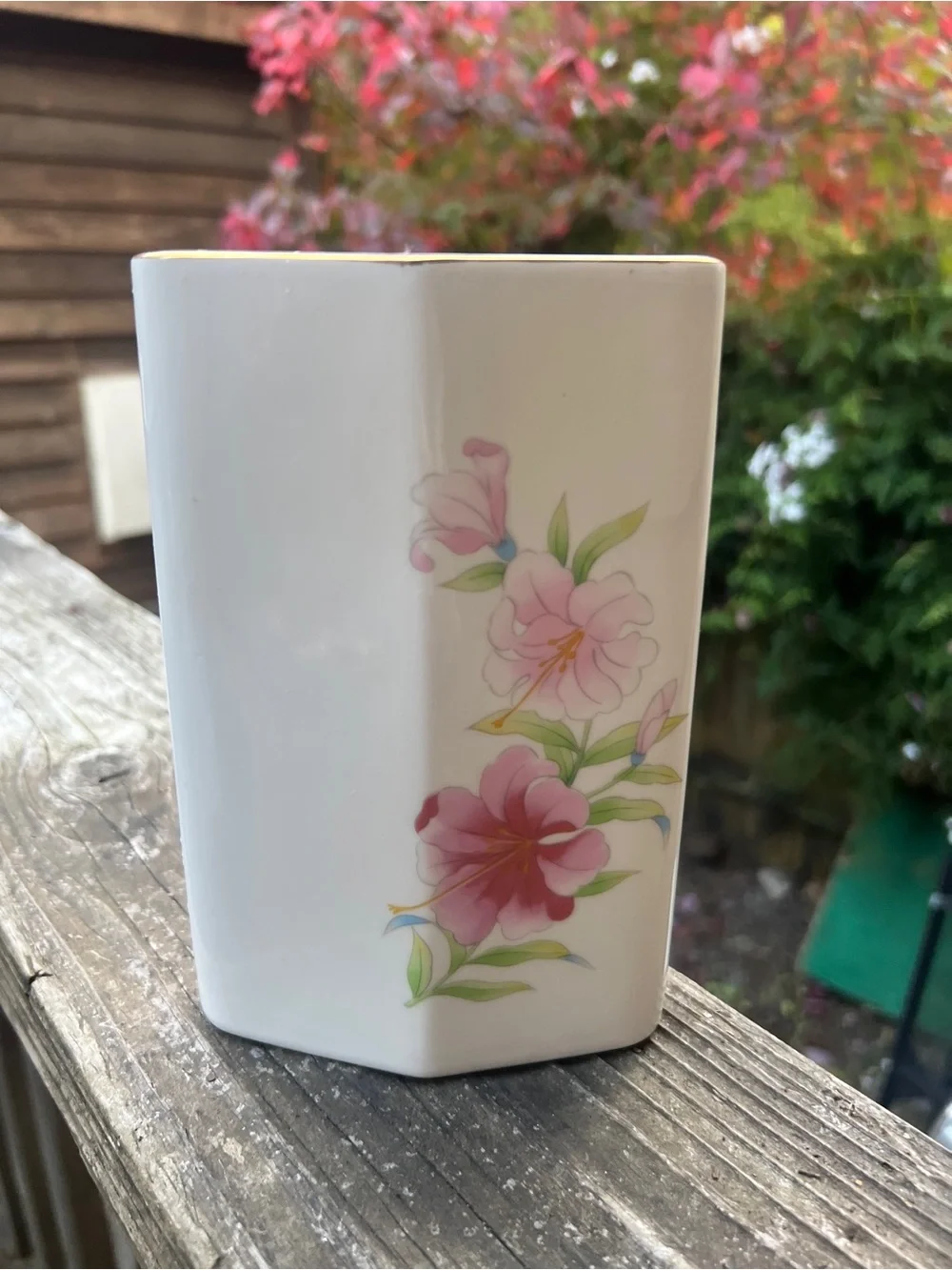 Floral Pink Porcelain Vase Elegant Home Decor Accents Vintage